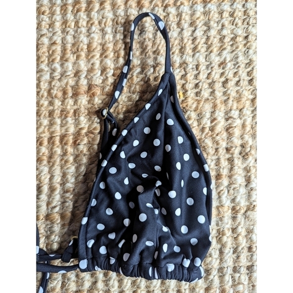 We Wore What Black Polka Dot Triangle String Bikini Top Size Small - Picture 3 of 5